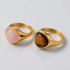 Gold Oval Gemstone Signet Rings