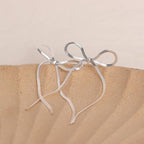 SIlver Bow Ribbon Drop Earrings