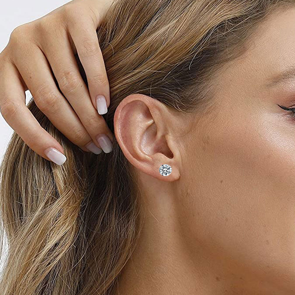 Gold Round Cut CZ Stud Earrings