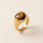 Gold Oval Gemstone Signet Rings