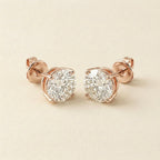 Rose Gold Round Cut CZ Stud Earrings