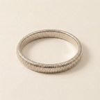 Ribbed Silver Stretch Bracelet