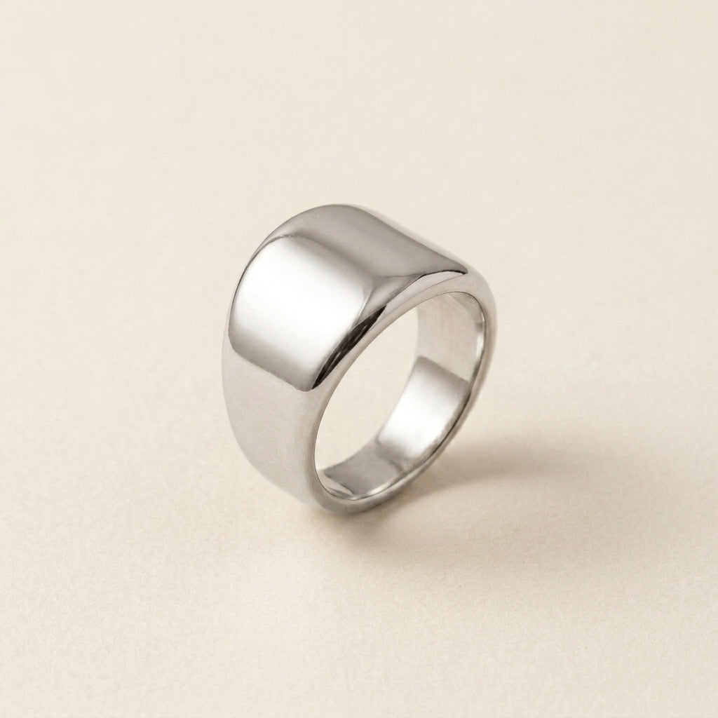 Silver Wide Flat-Top Signet Ring