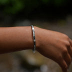 Silver Crystal-Studded Bangle Bracelet