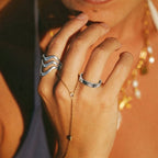 Silver Starburst Crystal Band Ring