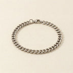 Silver Cuban Link Chain Bracelet