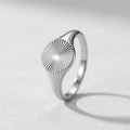 Silver Sunburst Round Signet Ring