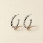 Silver Twisted Rope Hoop Earrings