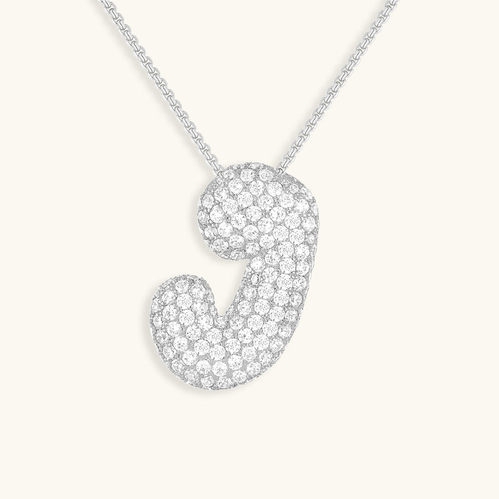 Hailey Bubble Initial Silver Necklace