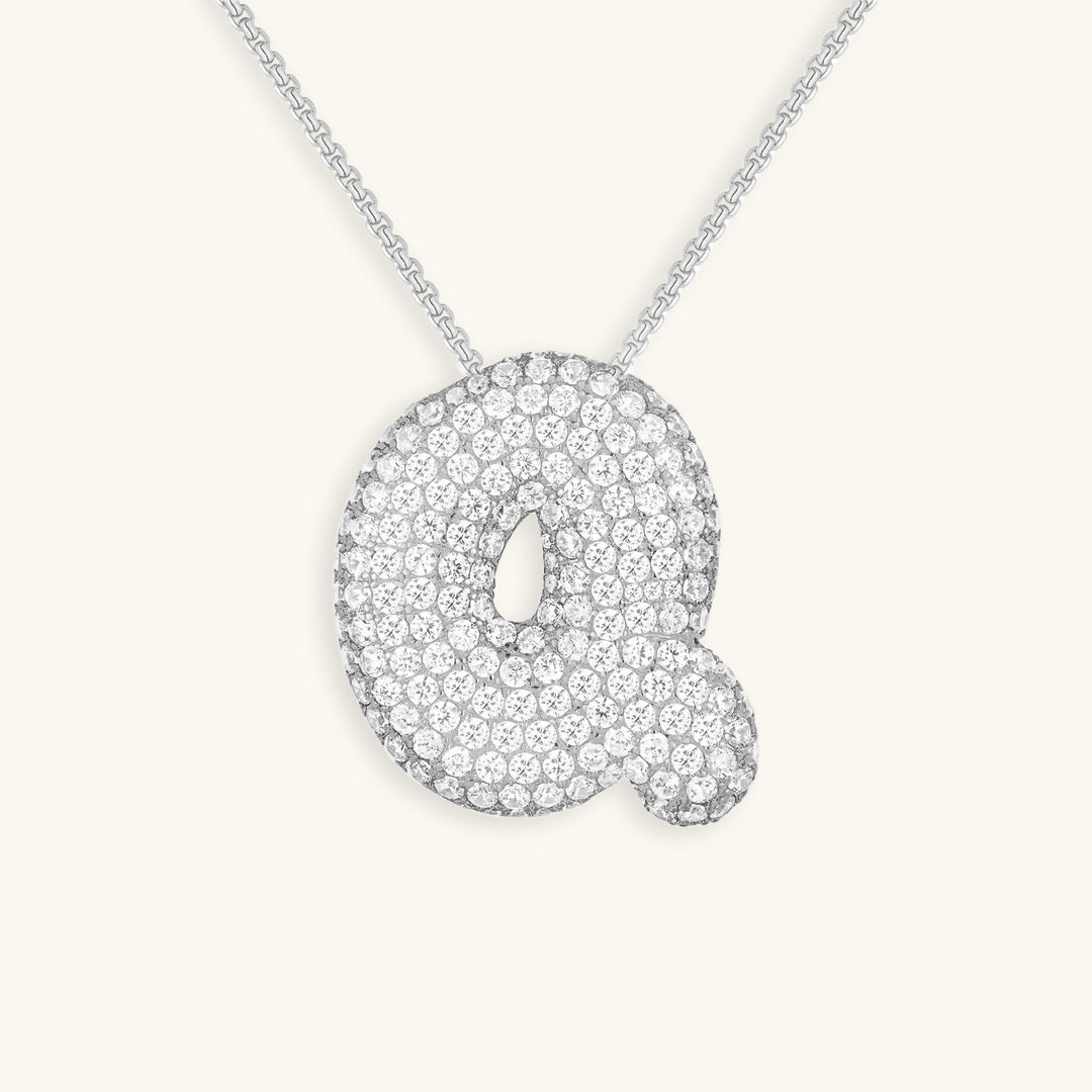 Hailey Bubble Initial Silver Necklace