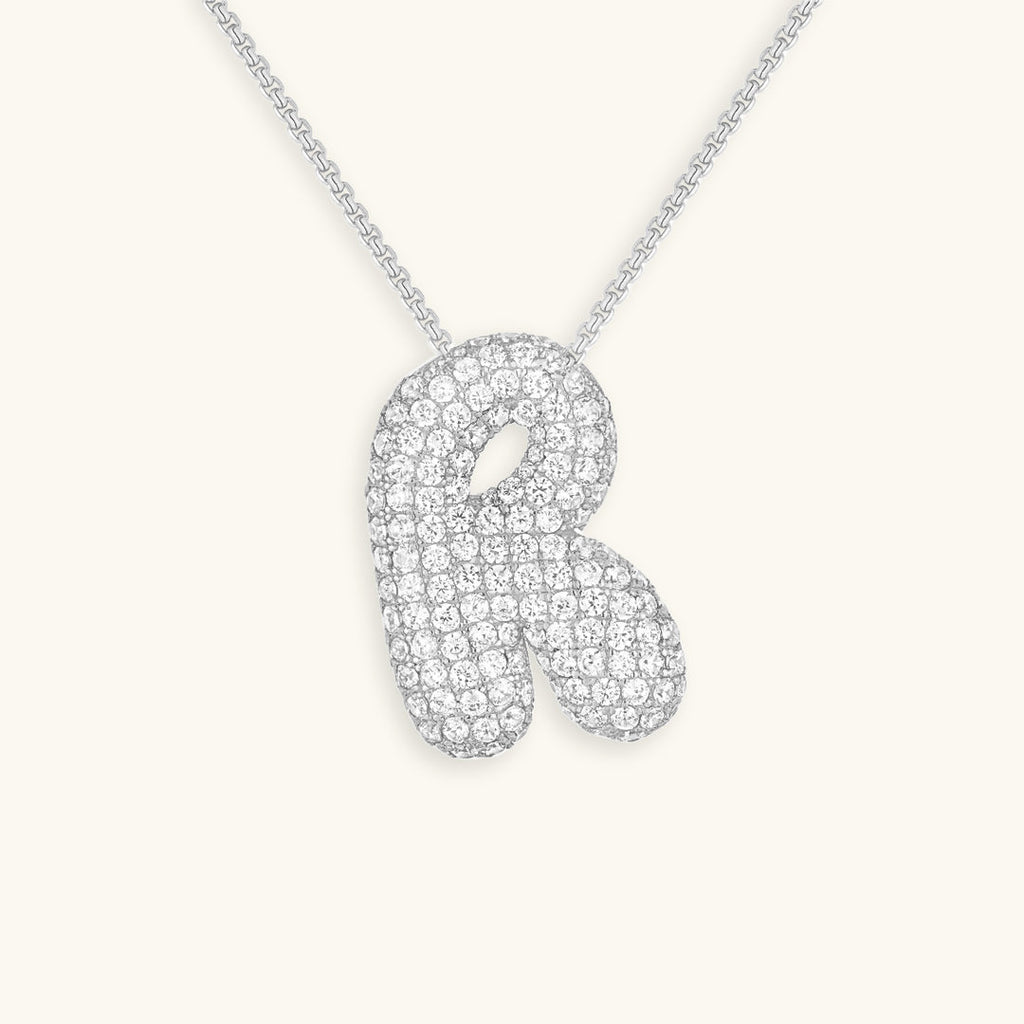 Hailey Bubble Initial Silver Necklace