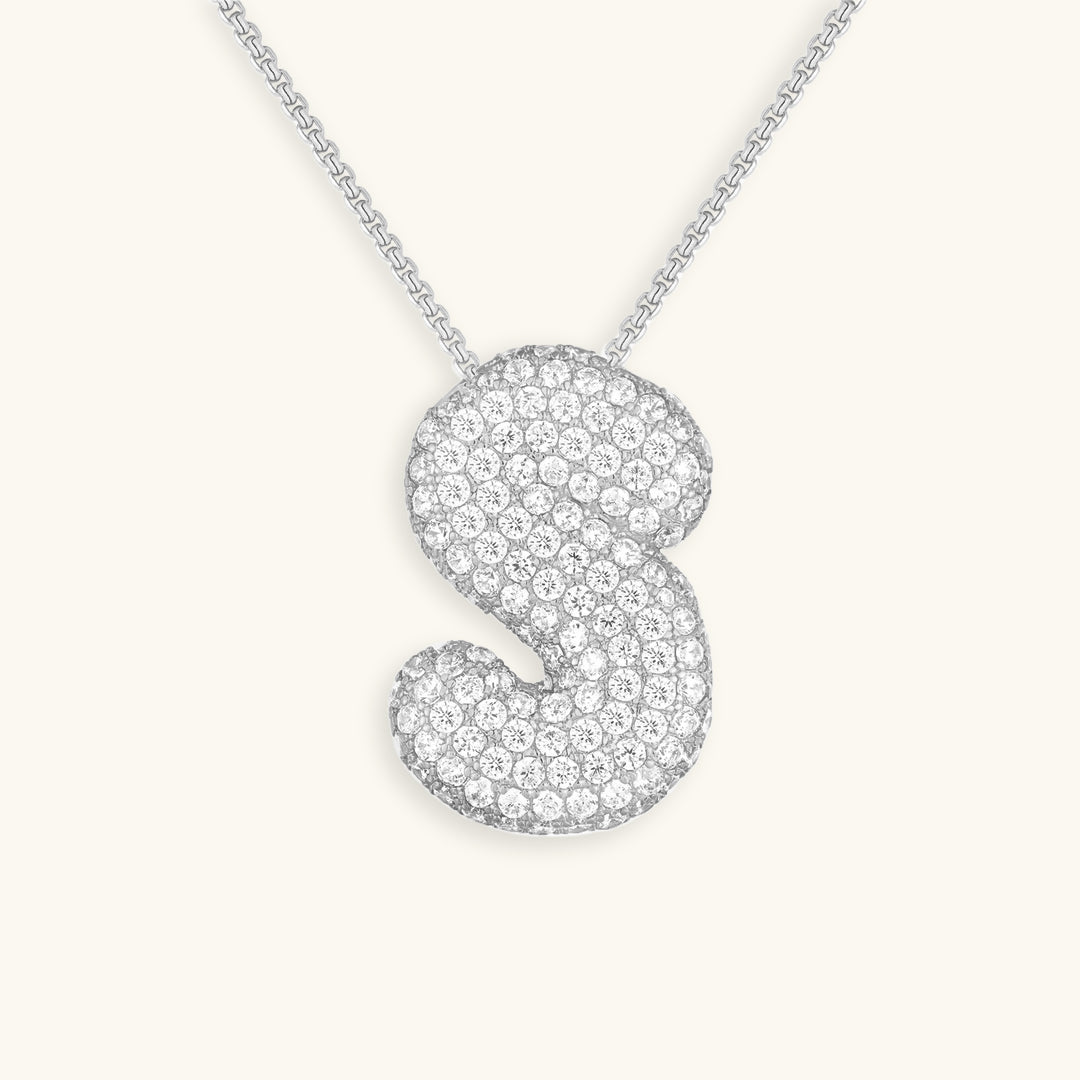 Hailey Bubble Initial Silver Necklace