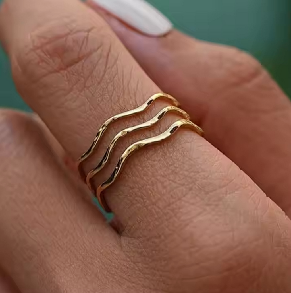 Gold Triple Wave Open Ring