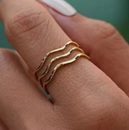 Gold Triple Wave Open Ring