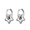 Silver Star Charm Huggie Hoop Earrings