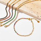 Gold Half Tennis Half Paperclip Diamond Chain Bracelet