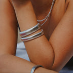 Ribbed Silver Stretch Bracelet
