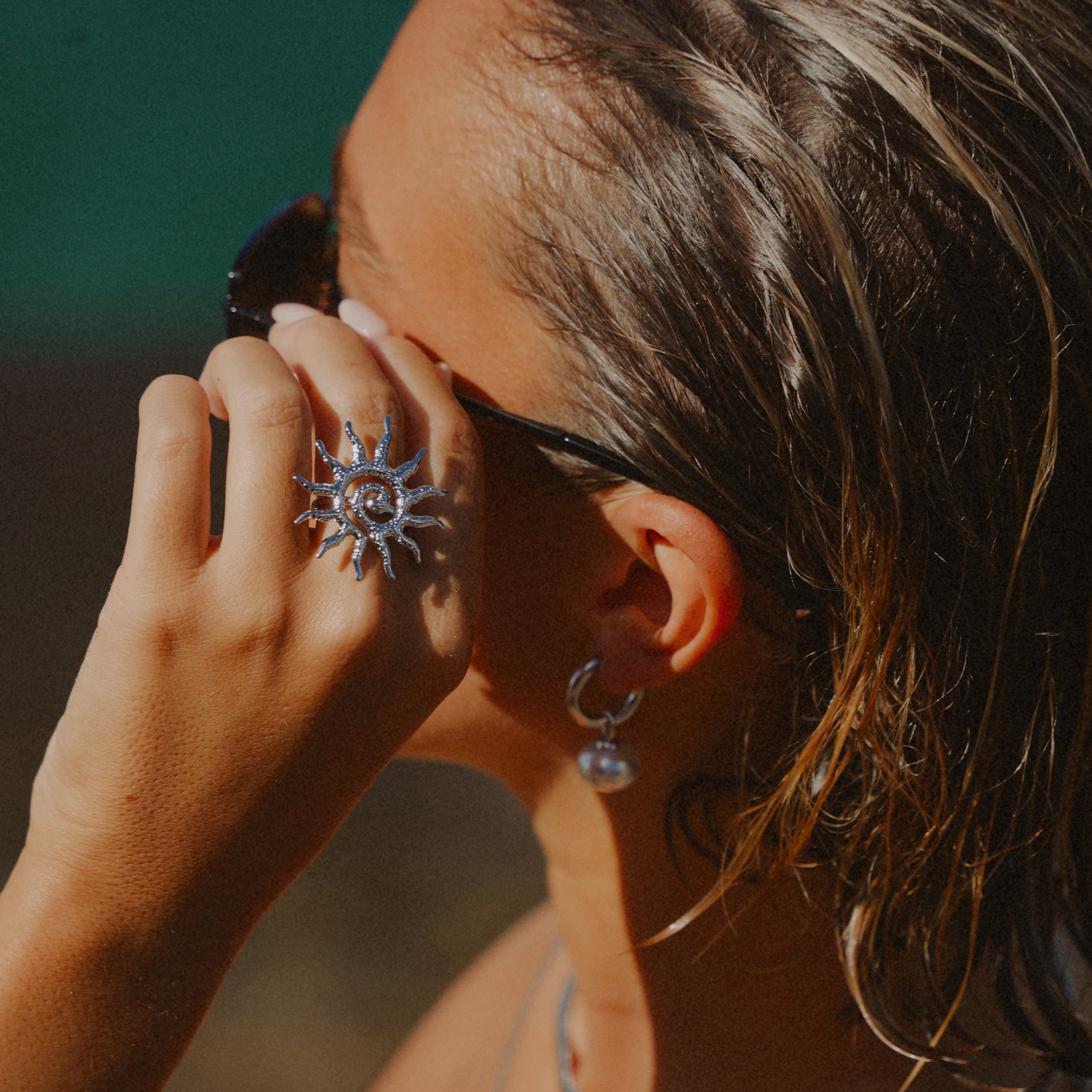 Radiant Sun Spiral Silver Ring