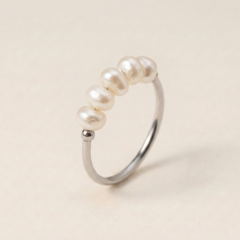 Silver Dainty Pearl Cluster Ring