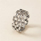 Silver Woven Link Band Ring