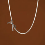 Silver Snake Chain Bow Necklace