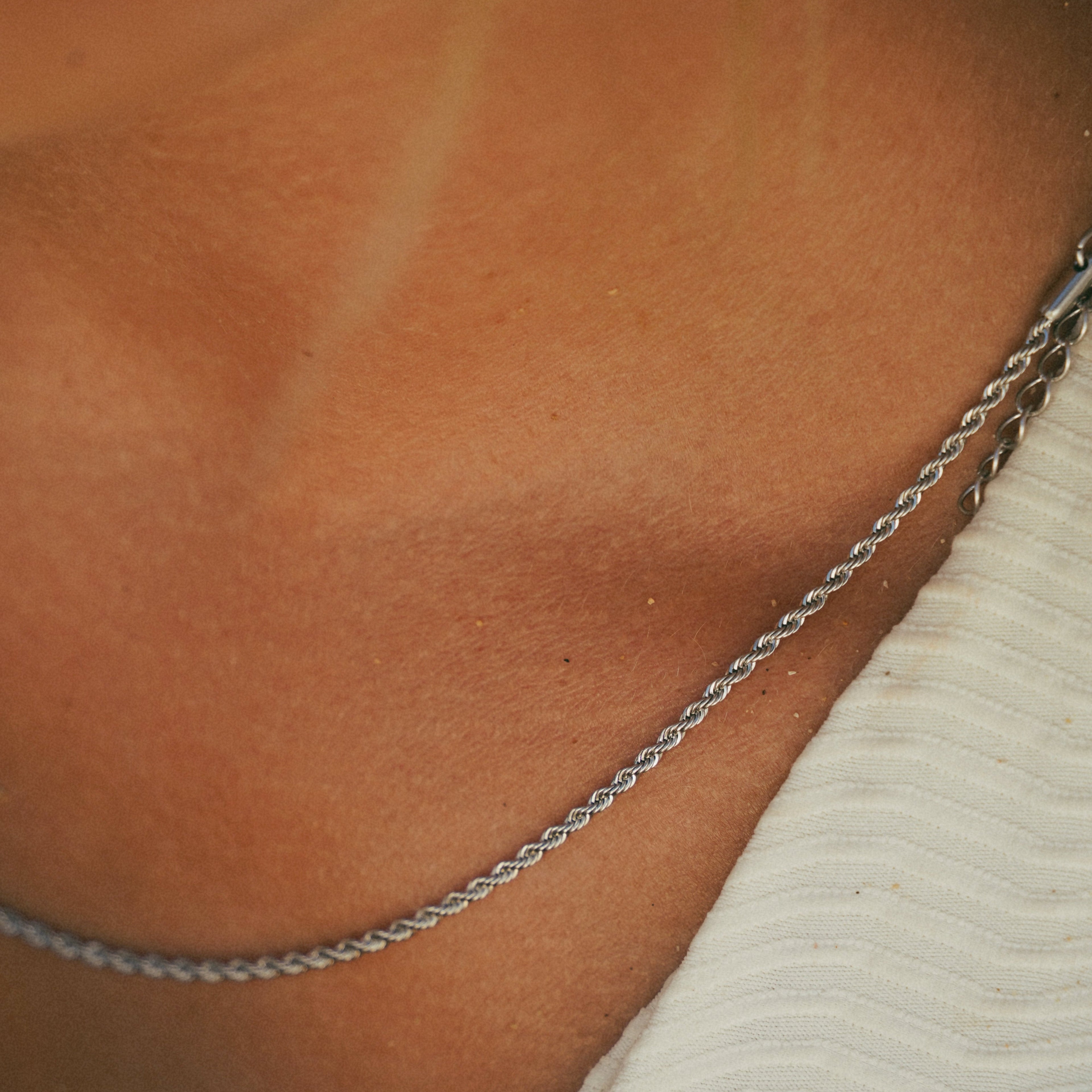Silver Twisted Rope Chain Necklace